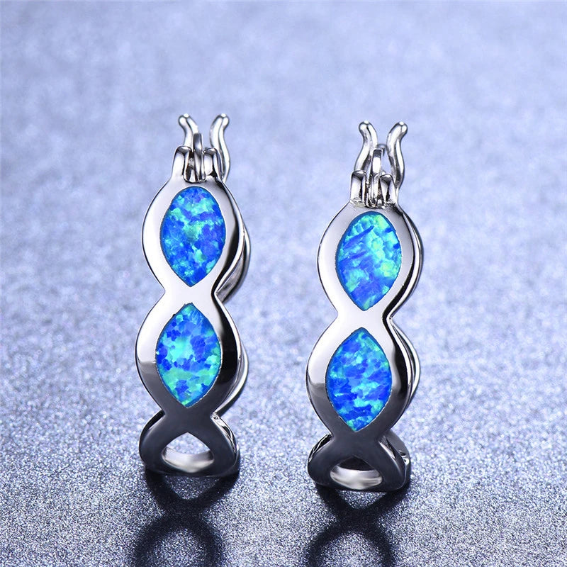 Infinity Hoop Big Wave Earrings - Imitation Opal Earrings Jewelry Wedding Accessories