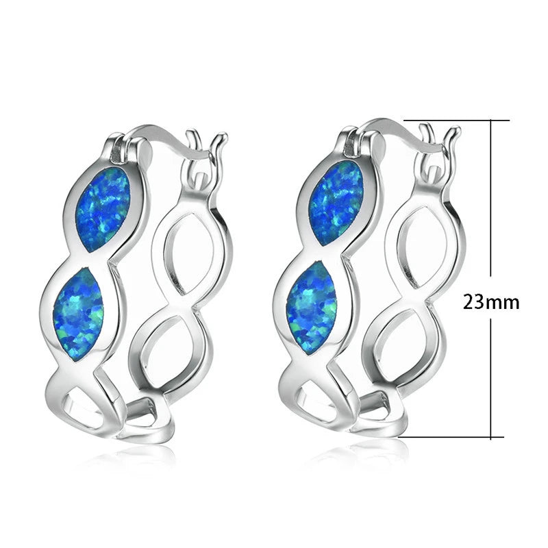 Infinity Hoop Big Wave Earrings - Imitation Opal Earrings Jewelry Wedding Accessories