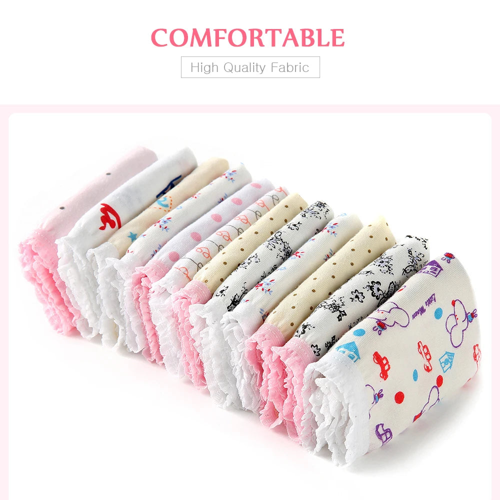 12 Pcs/Lot 100% Organic Cotton Girls Briefs Shorts Panties Baby Underwear High Quality Kids Briefs For Children's Clothes 0-11 y