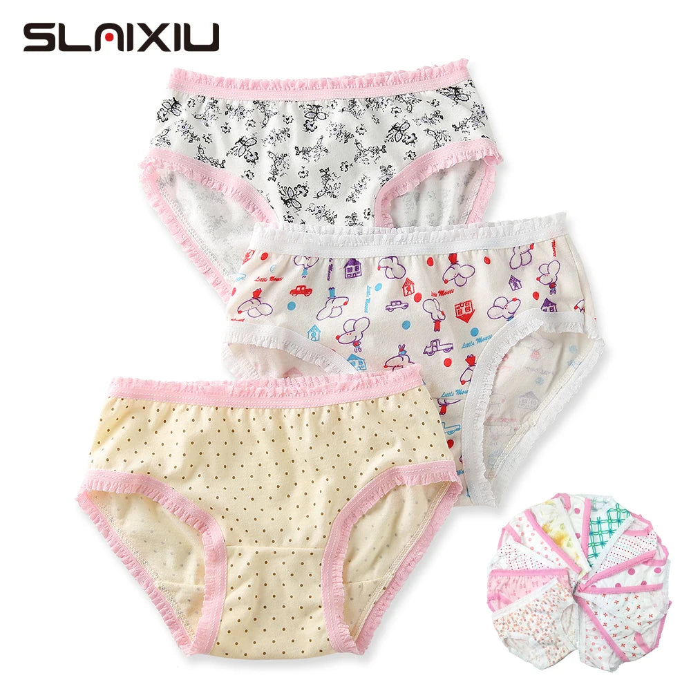 12 Pcs/Lot 100% Organic Cotton Girls Briefs Shorts Panties Baby Underwear High Quality Kids Briefs For Children's Clothes 0-11 y