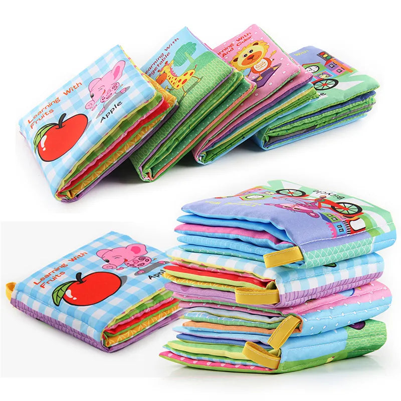 0-12 Months Baby Cloth Books -  Fruits Animals - Puzzle Book Infant Kids Early Learning Educational Fabric Books Toys