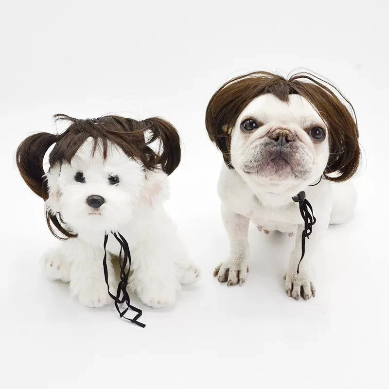 Pet Wigs Cosplay Props Funny Dogs Cats Hair Hat Costumes Head Accessories Pet Supplies