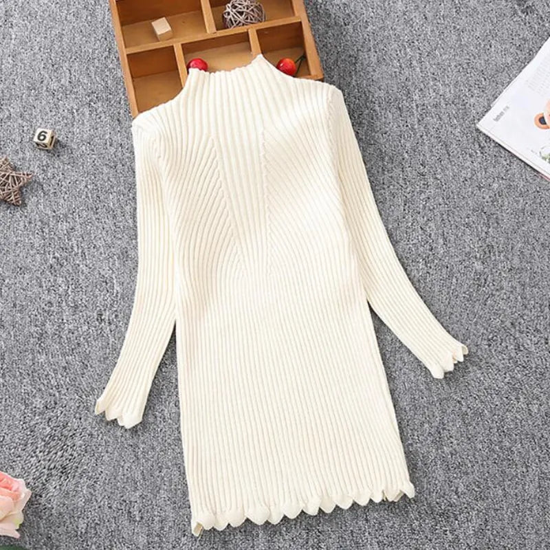 2-13Y Knitted Dress Children's - Slim Sweater Dress