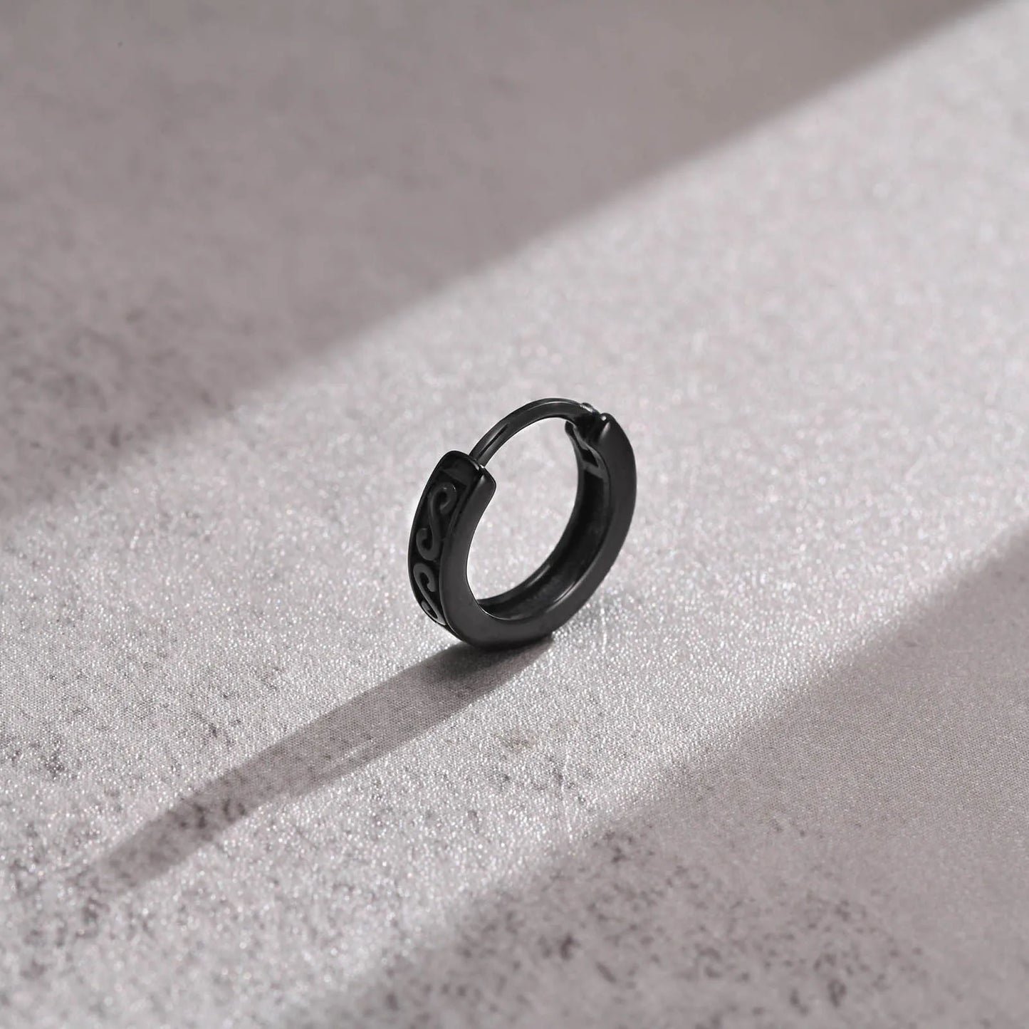 Neutral Gender Hoop Earrings, New Gothic Black Infinity S Texture Huggies, Small Minimalist Stainless Steel Hoops - Jewelry Gifts