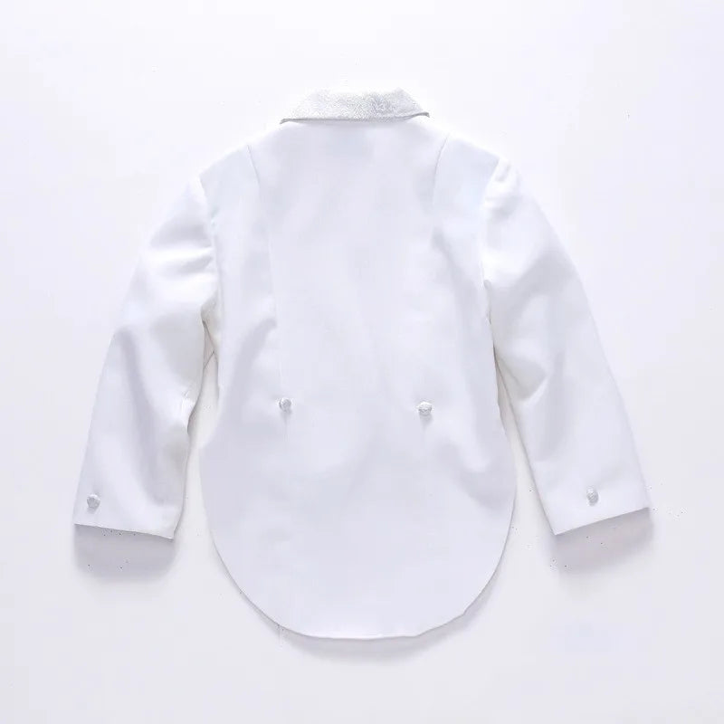 Boy's Formal white/black baby Tuxedo Suit for weddings prom - 5pcs