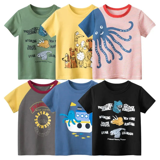 Cartoon Animal T Shirt Boys 2 Short Sleeve T-shirt Cotton Boy Clothes