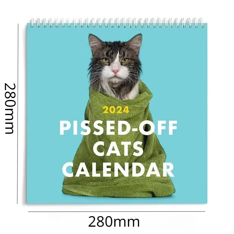 2024 Pissed-Off Cat Calendar Cute Accessories Wall Calendar