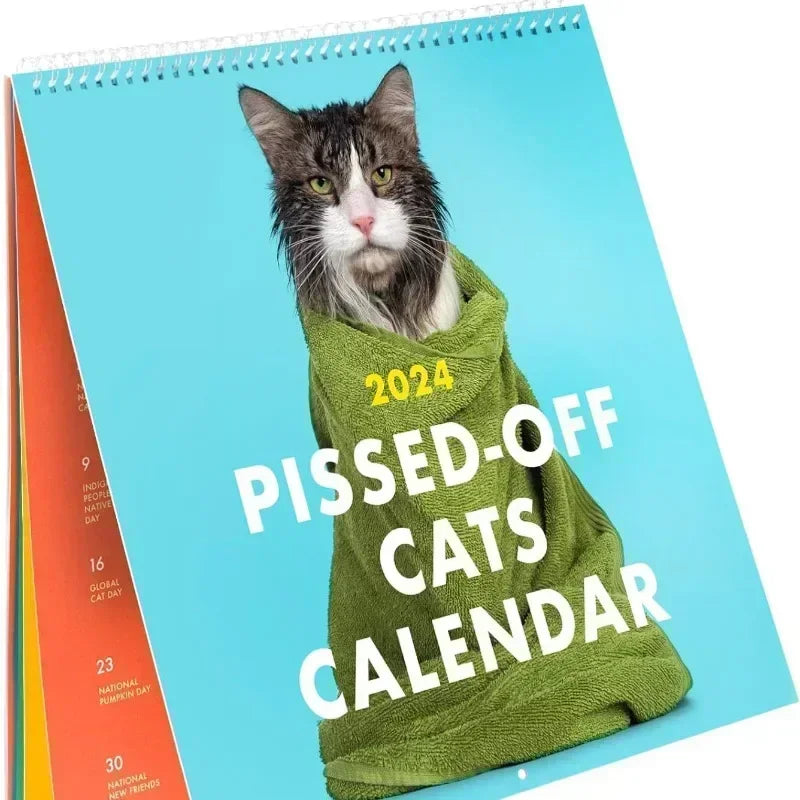 2024 Pissed-Off Cat Calendar Cute Accessories Wall Calendar