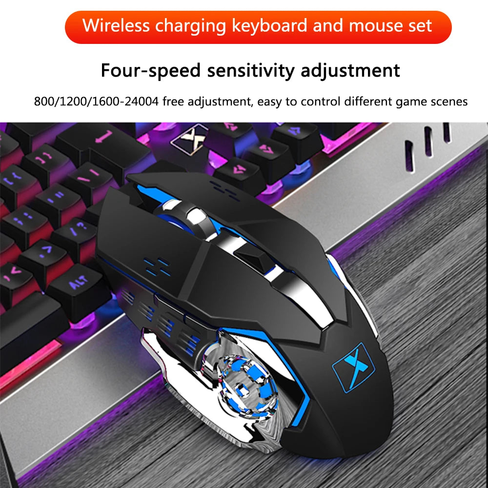 K680 Wireless Mechanical Gaming Keyboard And Mouse Kit Rgb Backlit Metal Panel Rechargeable Gamer Mouse Waterproof Keyboard Set