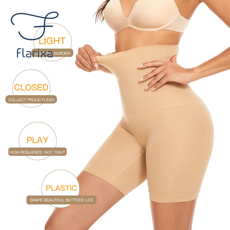 Flarixa Seamless High Waist Tummy Control Body Shaping Pants Plus Size Slimming Panties Boxer Lifts Buttocks