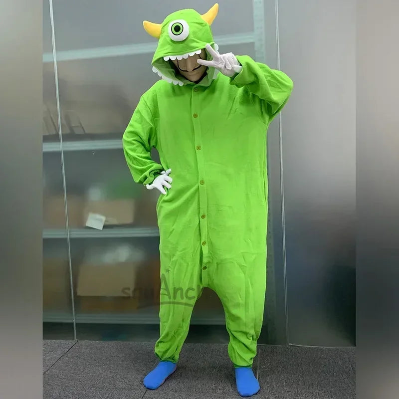 Zipper Sully onesies button Mike pajama couple anime monster kigurumis women men pajama Halloween outfit winter homewear unisex