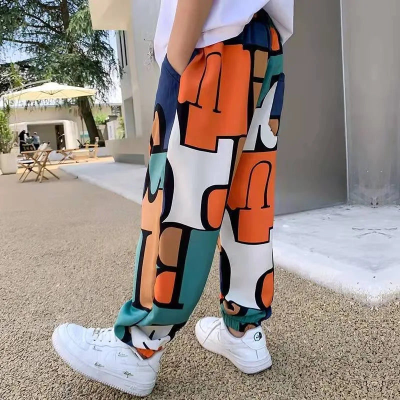 Print Casual Pants Summer Graffiti Designer - Print Sweatpants Thin Long Pant Teenage Kids Boys Clothes for 2-12 Y