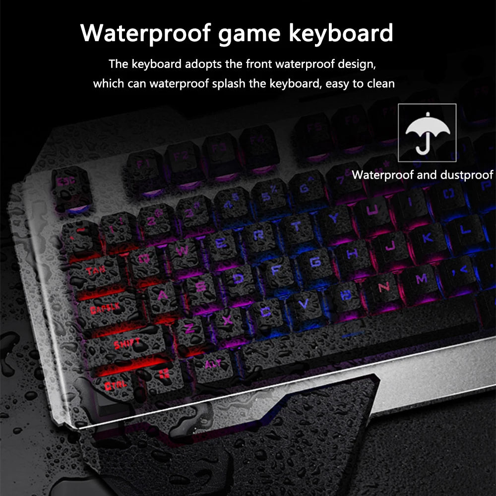 K680 Wireless Mechanical Gaming Keyboard And Mouse Kit Rgb Backlit Metal Panel Rechargeable Gamer Mouse Waterproof Keyboard Set