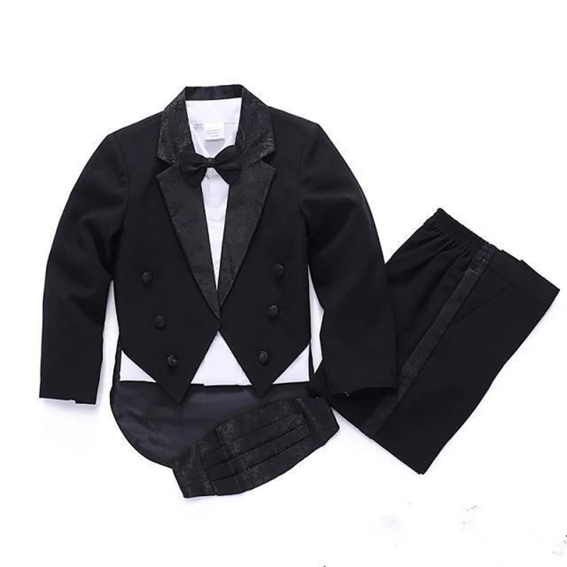 Boy's Formal white/black baby Tuxedo Suit for weddings prom - 5pcs