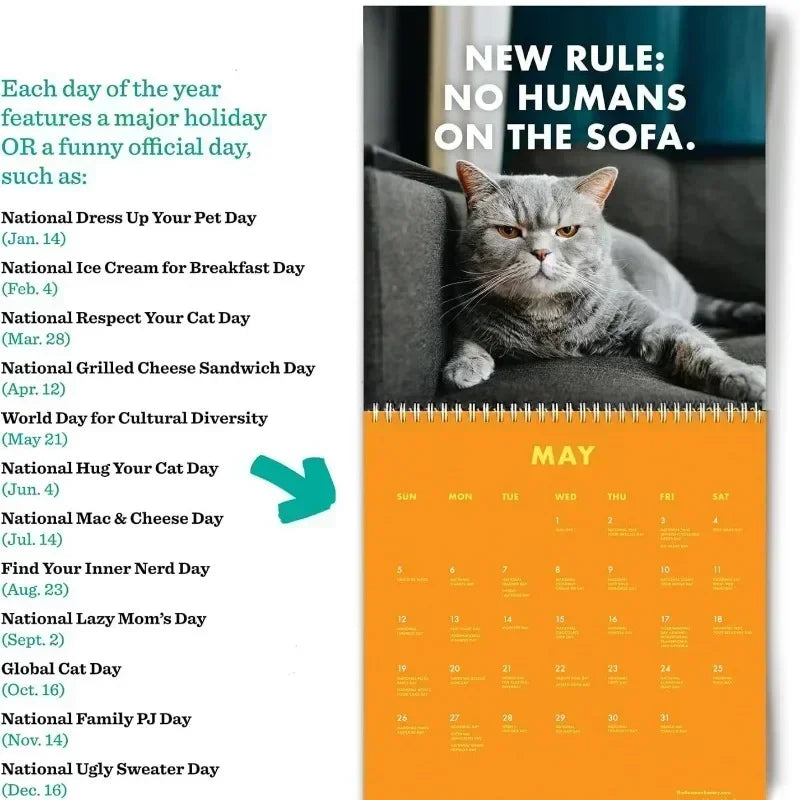 2024 Pissed-Off Cat Calendar Cute Accessories Wall Calendar