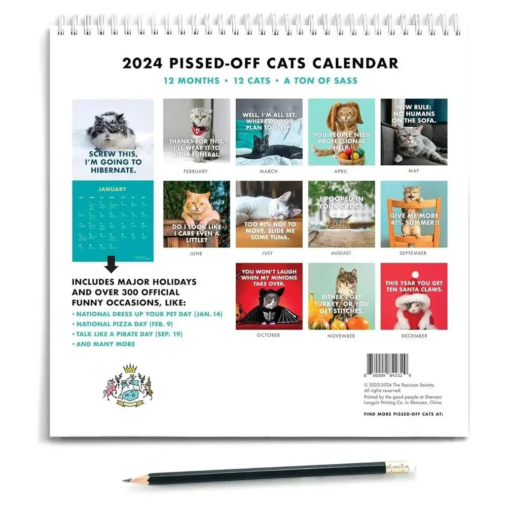 2024 Cute Cat or Dog Hanging Wall Calendar Yearly