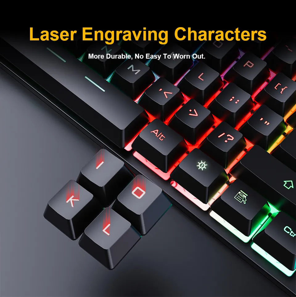 Gaming Keyboard and Mouse Wired keyboard w/ backlight keyboard - Gamer Kit 5500Dpi Silent Gaming Mouse Set For PC Laptop