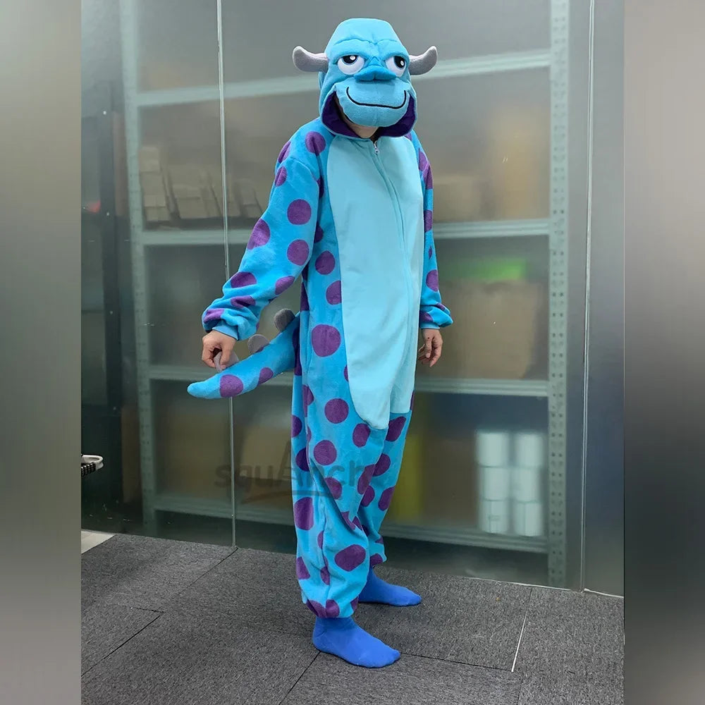 Zipper Sully onesies button Mike pajama couple anime monster kigurumis women men pajama Halloween outfit winter homewear unisex