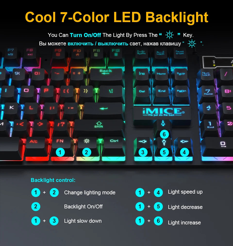 Gaming Keyboard and Mouse Wired keyboard w/ backlight keyboard - Gamer Kit 5500Dpi Silent Gaming Mouse Set For PC Laptop