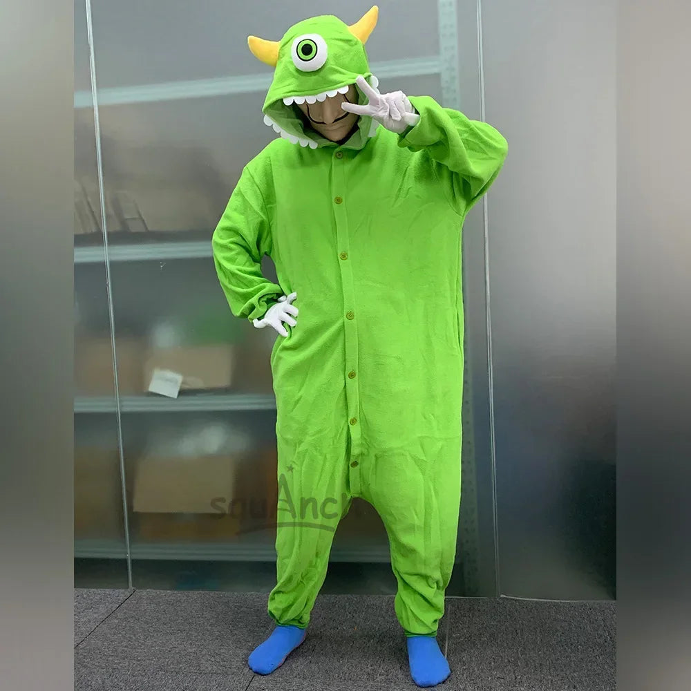 Zipper Sully onesies button Mike pajama couple anime monster kigurumis women men pajama Halloween outfit winter homewear unisex