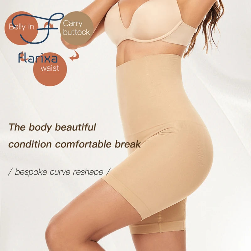 Flarixa Seamless High Waist Tummy Control Body Shaping Pants Plus Size Slimming Panties Boxer Lifts Buttocks