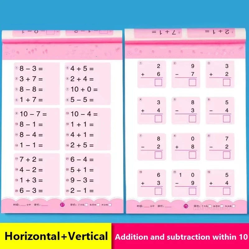 80 Pages - Addition and Subtraction Children's  Mathematics Workbook