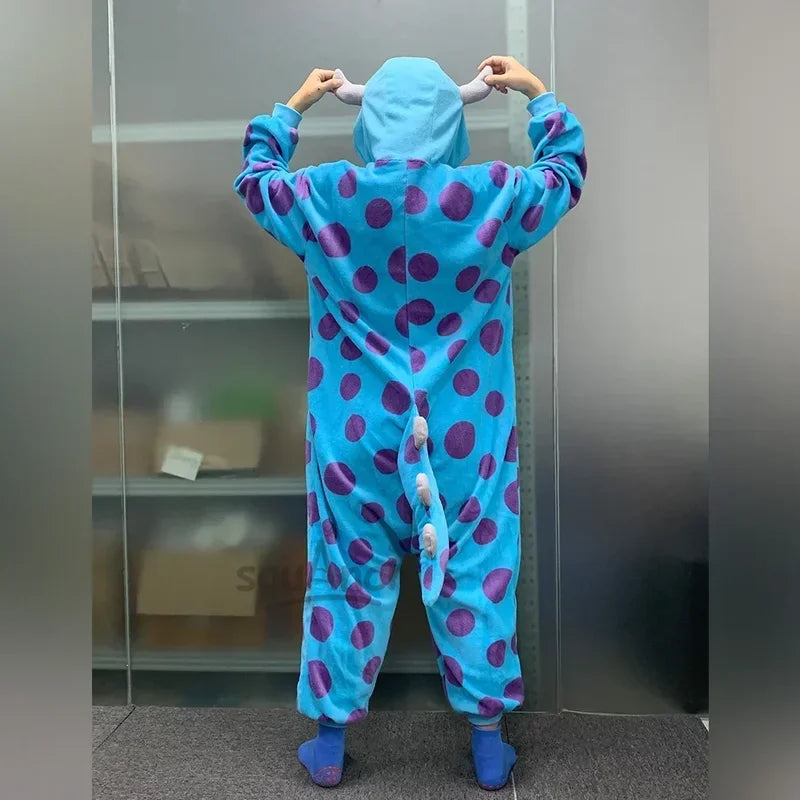 Zipper Sully onesies button Mike pajama couple anime monster kigurumis women men pajama Halloween outfit winter homewear unisex