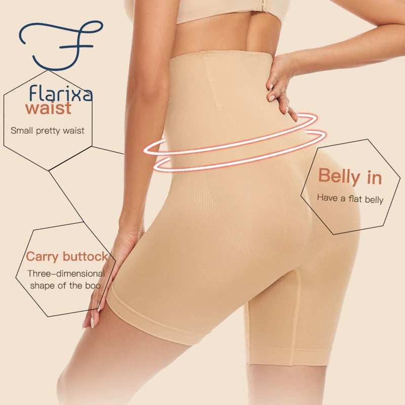 Flarixa Seamless High Waist Tummy Control Body Shaping Pants Plus Size Slimming Panties Boxer Lifts Buttocks