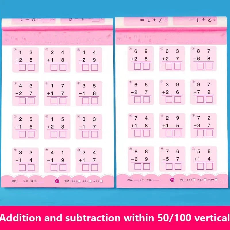 80 Pages - Addition and Subtraction Children's  Mathematics Workbook