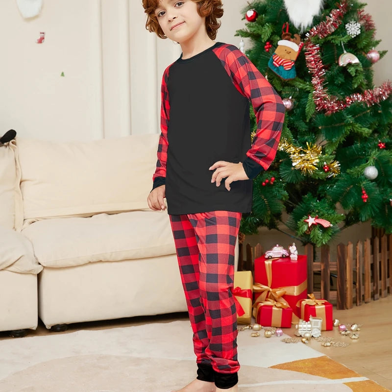 2024 Year's Clothes Adults Kids Christmas Matching Pajamas Set Baby&Dog Romper DIY Blank Plaid Sleepwear Xmas Family Look