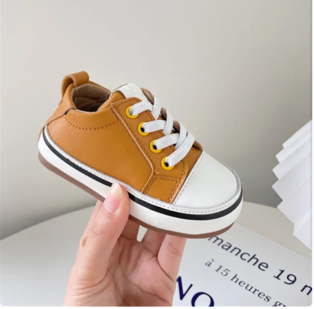 Kids soft Sole Leather Shoes Leather  - Outdoor Tennis Fashion Little Kids Sneakers