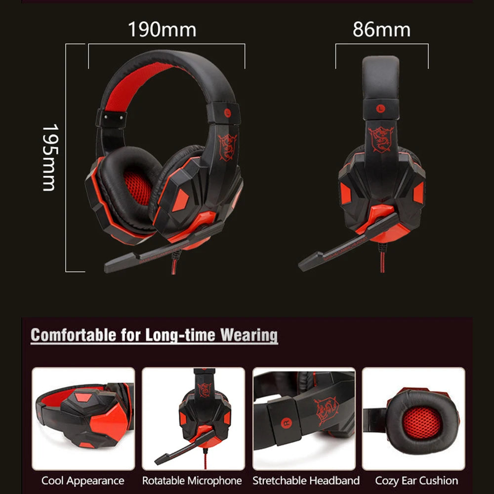 3.5mm Wired Gaming Helmet Microphone Headset PC Bass Stereo  - Gamer Headphones For PS4 Xbox