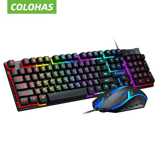 RGB Gaming Keyboard and Mouse Kit Backlit USB Wired Computer Keyboard and Mouse Combo 104 Keycaps for PC Gamer Laptop