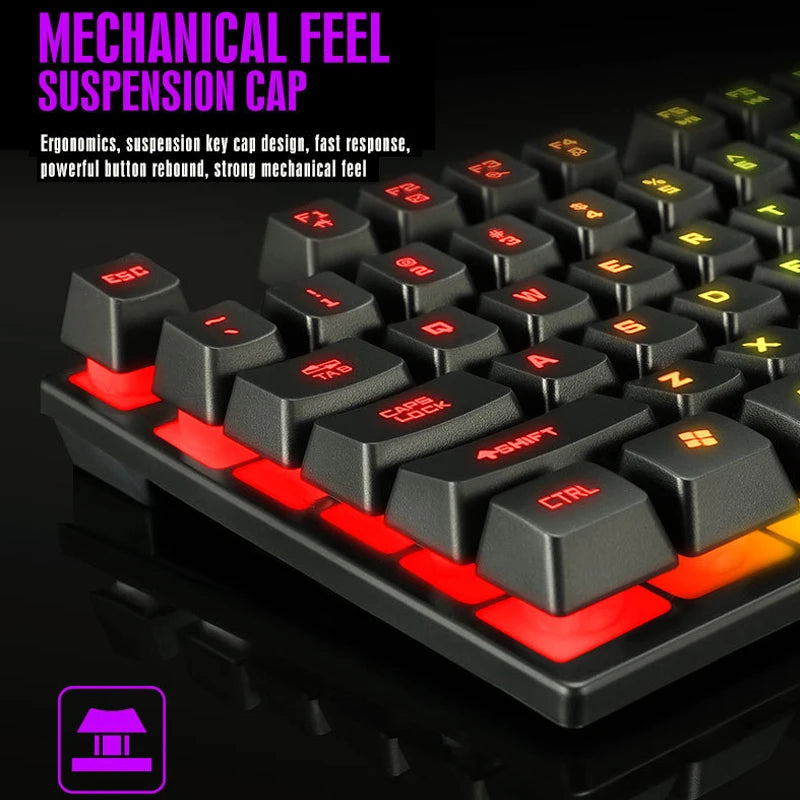 RGB Gaming Keyboard and Mouse Kit Backlit USB Wired Computer Keyboard and Mouse Combo 104 Keycaps for PC Gamer Laptop