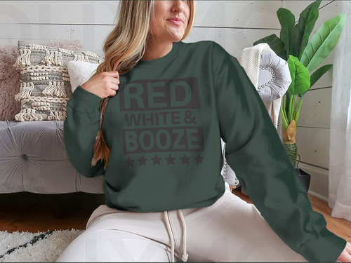 Red White And Booze Usa Independence Day Design for Sweatshirt