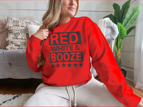 Red White And Booze Usa Independence Day Design for Sweatshirt