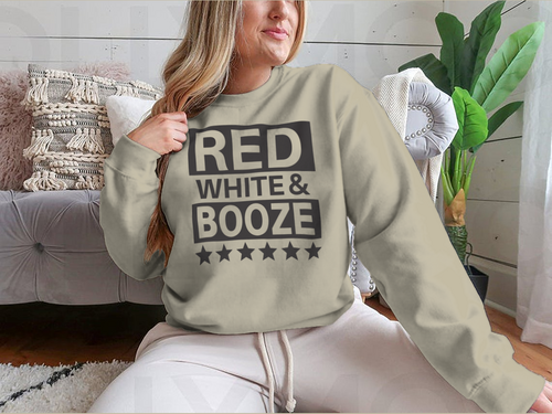 Red White And Booze Usa Independence Day Design for Sweatshirt