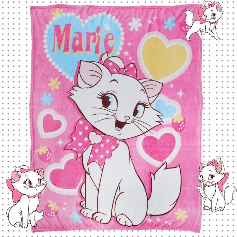 Disney Marie Cat Coral Fleece Fuzzy Blankets on Bed/Sofa Air Condition Sleeping Cover Bedding Throws Bedsheet for Kids