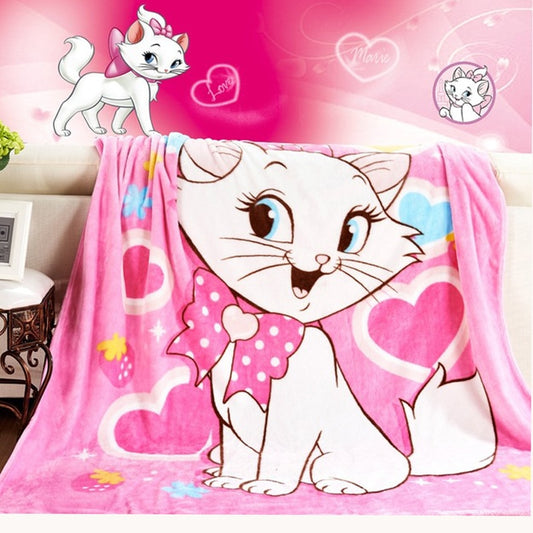 Disney Marie Cat Coral Fleece Fuzzy Blankets on Bed/Sofa Air Condition Sleeping Cover Bedding Throws Bedsheet for Kids