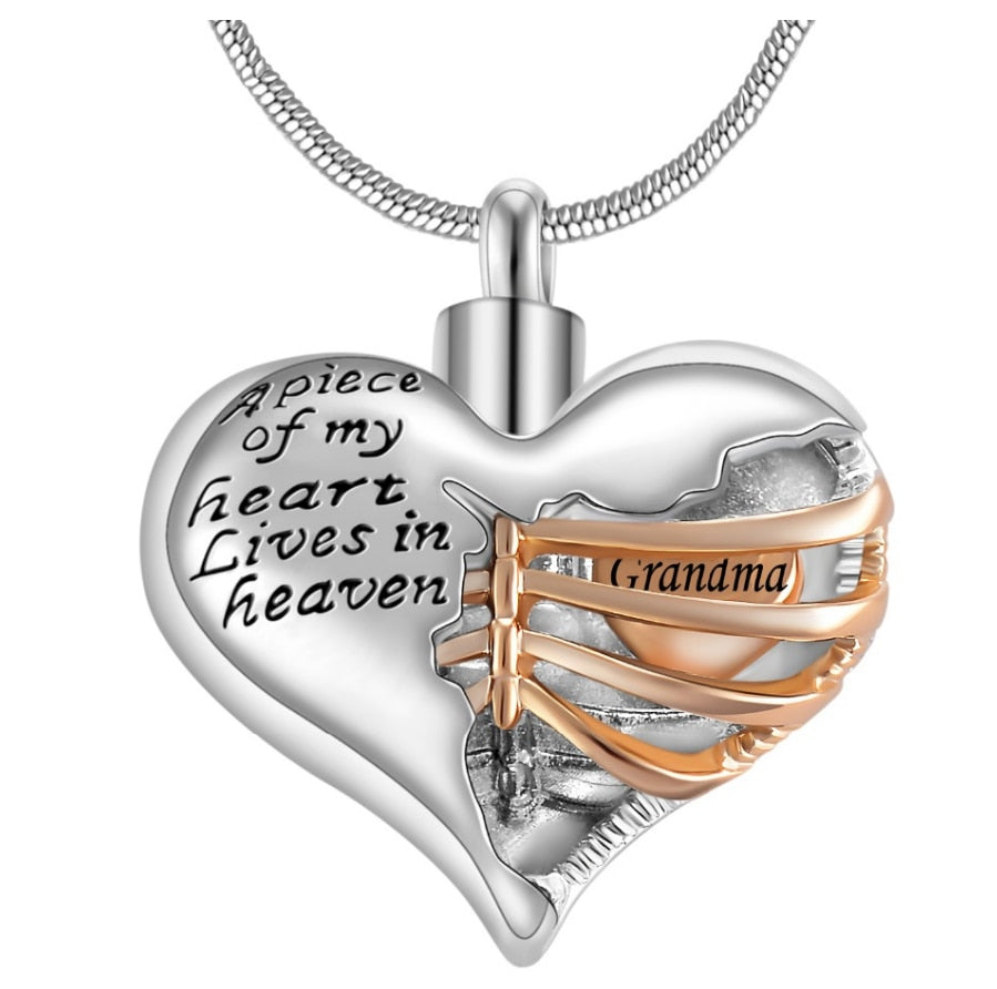 Locket A piece of my heart lives in Heaven,  Two Tone Locket Heart necklace jewelry keepsake pendant