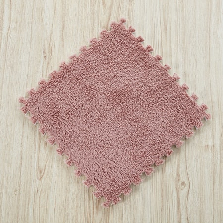 10/28 Pcs Foldable Carpets Living Room Plush Soft Climbing Cappet Rug Split Joint Bath Room Anti-skid Rugs Pink Shaggy Area Rug