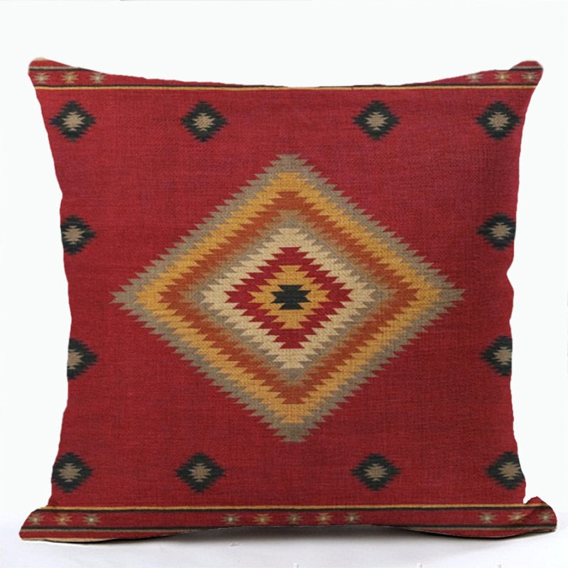 Bohemian Patterns Linen Cushions Case Multicolors Abstract Ethnic Geometry Print Decorative Pillows Case Living Room Sofa Pillow