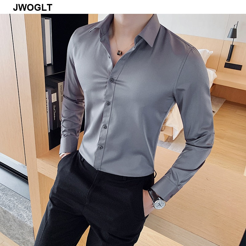 Shirt Long Sleeve Slim Fit Yellow Green White Casual Social Shirts