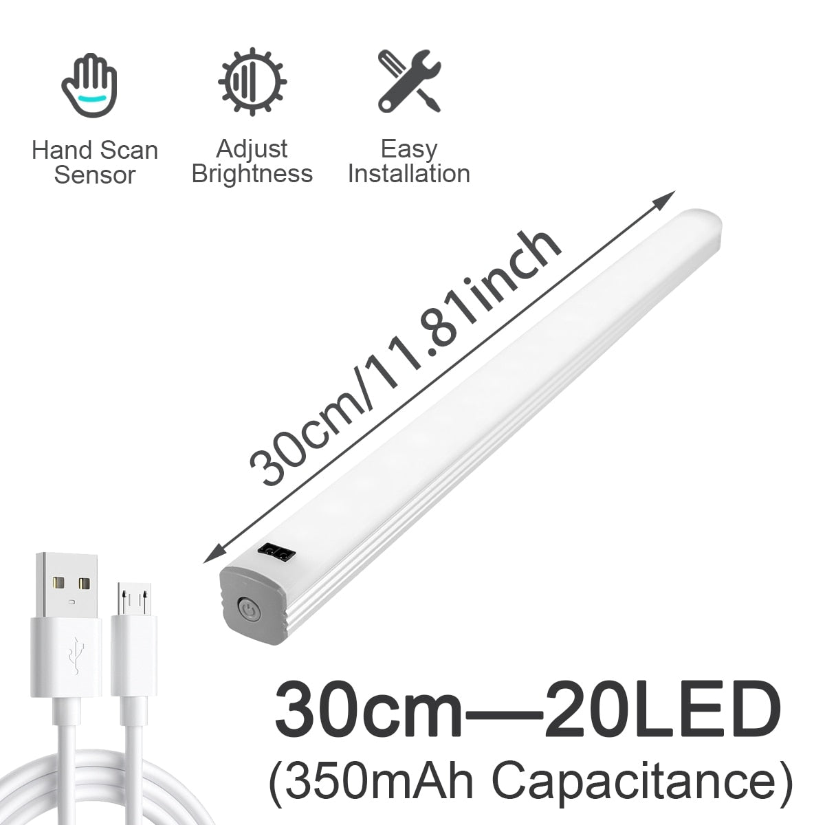 LED Under Cabinet Lights Hand Sweep Sensor Lamp 30 40 50cm Motion Sensor Light Wardrobe Closet For Bedroom Kitchen Light Home