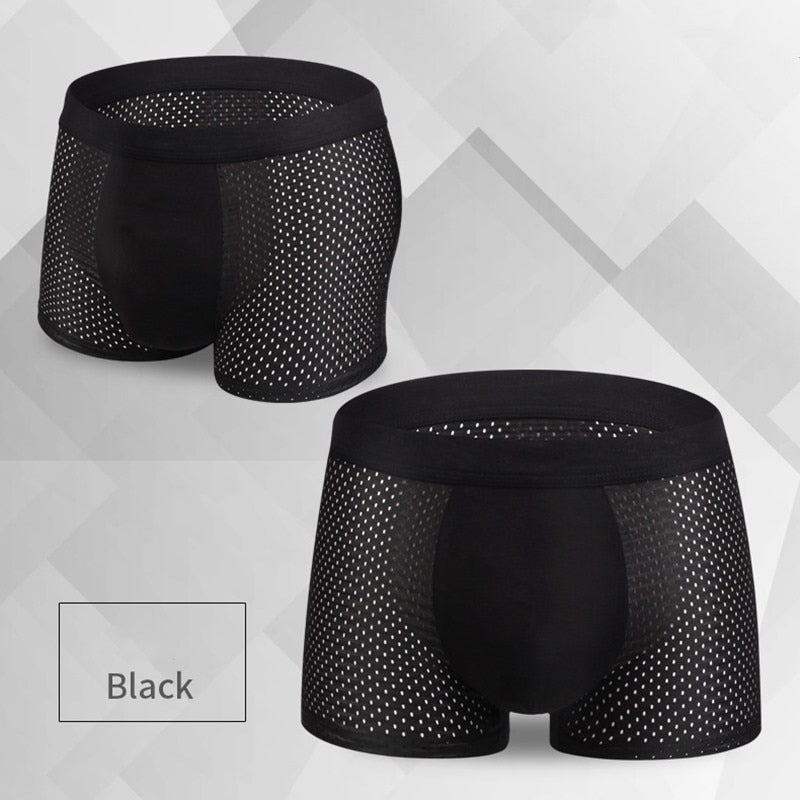 4pcs Boxer Men Underwear Underpants Cool Ice Silk Boxers Super Breathable Sexy Slim Man Mesh Shorts Plus Size L-7XL