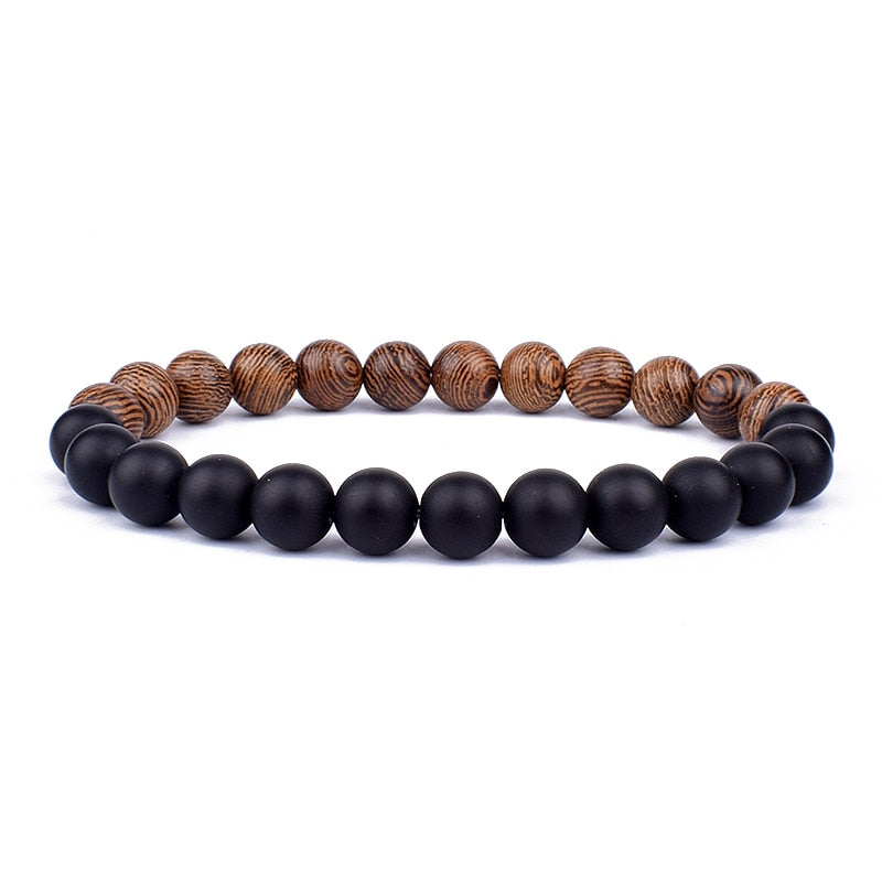 Volcanic Stone Bracelet for Men Lava Wooden 8mm Beads Bracelet Tibetan Buddha Wrist Chain Women Men Jewelry Gift New Bracelets