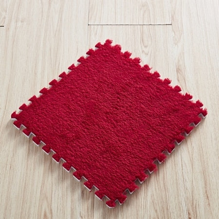 10/28 Pcs Foldable Carpets Living Room Plush Soft Climbing Cappet Rug Split Joint Bath Room Anti-skid Rugs Pink Shaggy Area Rug