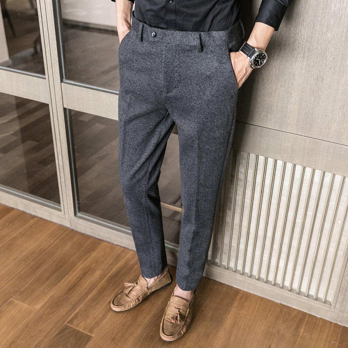 ICPANS Woolen Office Suit Pants Slim British Style Wool Business Formal Dress Trousers