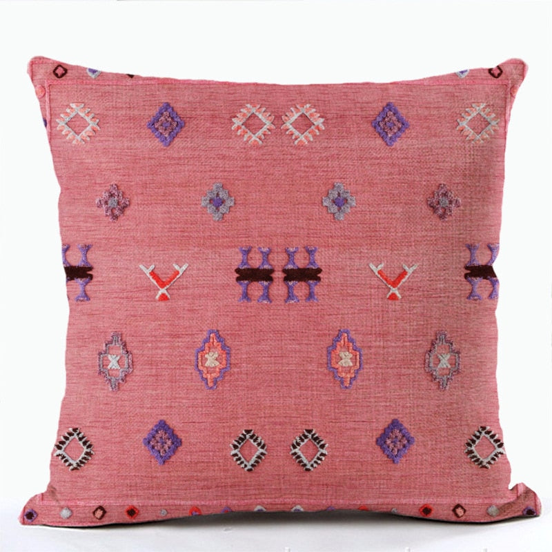 Bohemian Patterns Linen Cushions Case Multicolors Abstract Ethnic Geometry Print Decorative Pillows Case Living Room Sofa Pillow