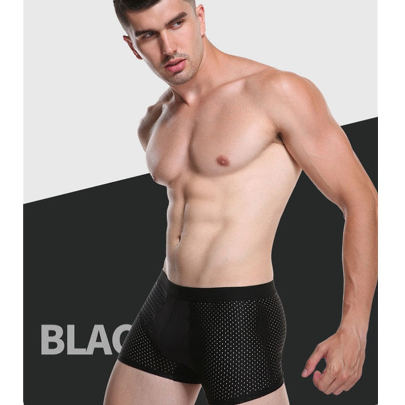 4pcs Boxer Men Underwear Underpants Cool Ice Silk Boxers Super Breathable Sexy Slim Man Mesh Shorts Plus Size L-7XL